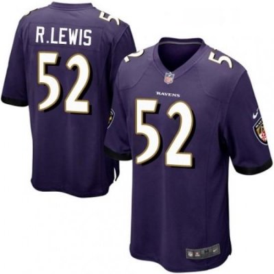 Mens Nike Baltimore Ravens 52 Ray Lewis Game Purple Team Color NFL Jersey