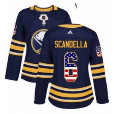 Womens Adidas Buffalo Sabres 6 Marco Scandella Authentic Navy Blue USA Flag Fashion NHL Jersey