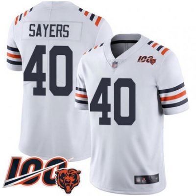 Men Chicago Bears 40 Gale Sayers White 100th Season Limited Football Jersey