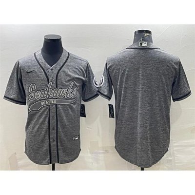 Men Seattle Seahawks Blank Grey With Patch Cool Base Stitched Baseball Jersey