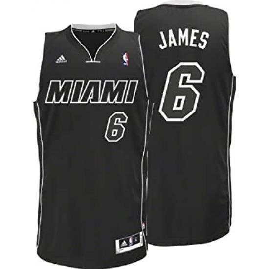 NBA Men's Miami Heat LeBron James Black-Black-White Swingman Jersey