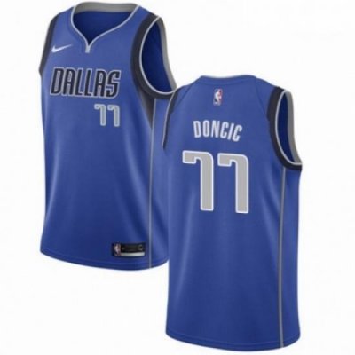 Mens Nike Dallas Mavericks 77 Luka Doncic Swingman Royal Blue Road NBA Jersey Icon Edition