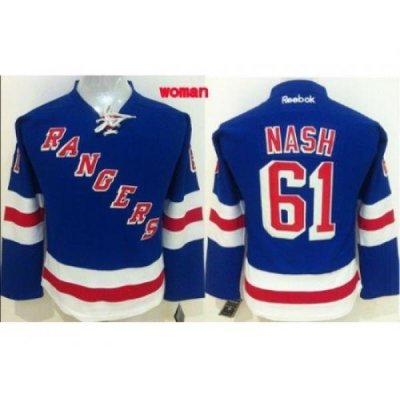 Womens New York Rangers #61 Rick Nash Blue Home Stitched NHL Jersey