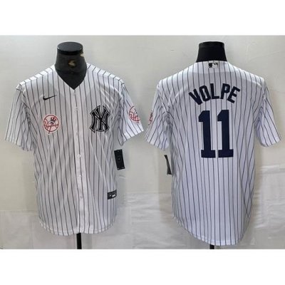 Men NeW York Yankees 11 Anthony Volpe White Cool Base Stitched Baseball JerseyS 3