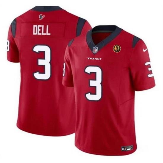 Men Houston Texans 3 Tank Dell Red 2023 F U S E  With John Madden Patch Vapor Limited Stitched Football Jersey