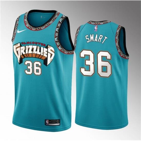 Men Memphis Grizzlies 36 Marcus Smart Teal Classic Edition Stitched Basketball Jersey