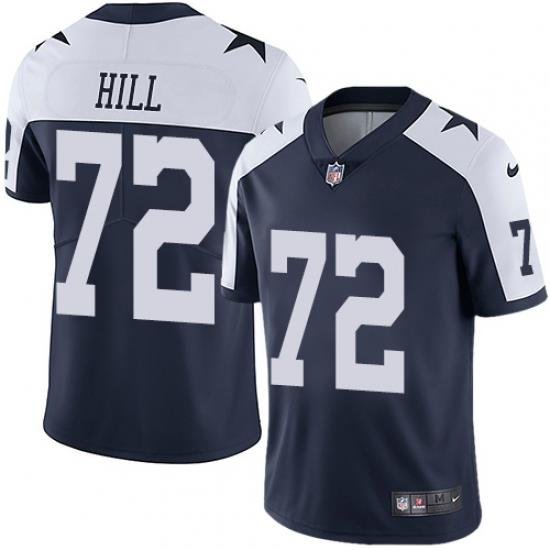 Nike Dallas Cowboys 72 Trysten Hill Navy Blue Thanksgiving Men Stitched NFL Vapor Untouchable Limited Throwback Jersey