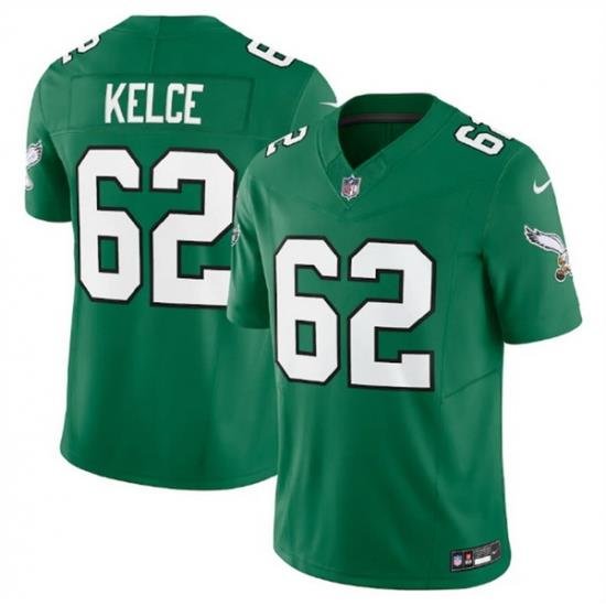 Youth Philadelphia Eagles 62 Jason Kelce Green 2023 F U S E  Stitched Football Jersey