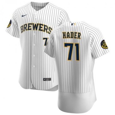 Men MilWaukee BreWers 71 Josh Hader Men Nike White Home 2020 Flex Base Player MLB Jersey