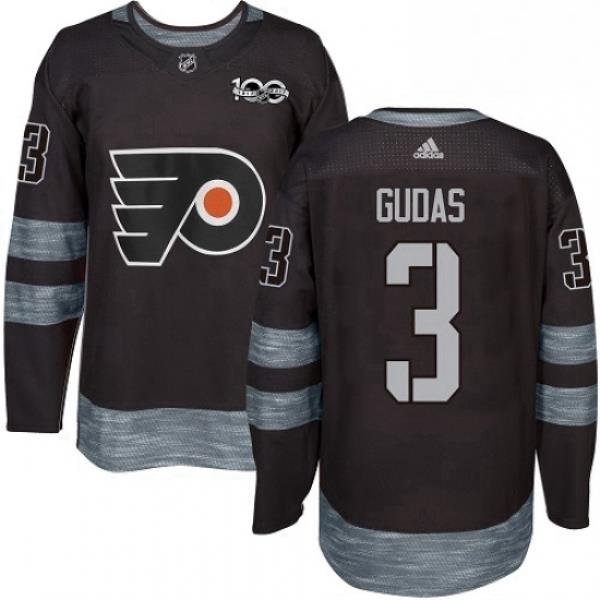 Mens Adidas Philadelphia Flyers 3 Radko Gudas Authentic Black 1917 2017 100th Anniversary NHL Jersey