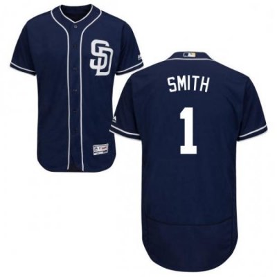 Mens Majestic San Diego Padres 1 Ozzie Smith Navy Blue Alternate Flexbase Authentic Collection MLB Jersey