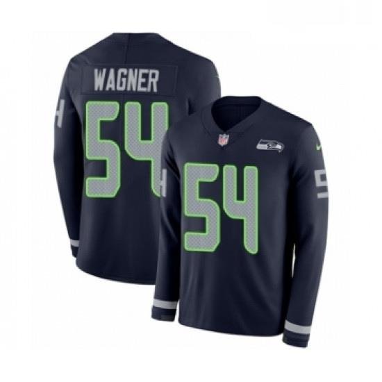 Mens Nike Seattle SeahaWks 54 Bobby Wagner Limited Navy Blue Therma Long Sleeve NFL Jersey