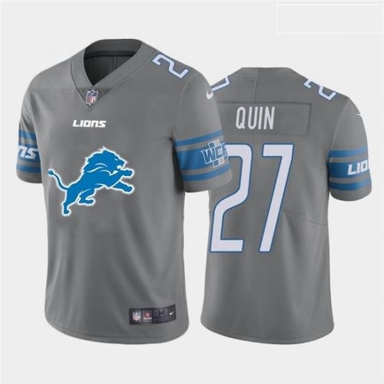 Nike Lions 27 Glover Quin Gray Team Big Logo Vapor Untouchable Limited Jersey