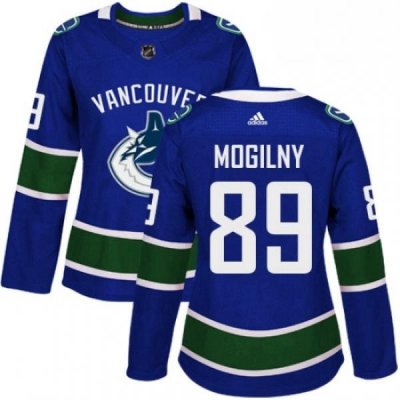 Womens Adidas Vancouver Canucks 89 Alexander Mogilny Premier Blue Home NHL Jersey