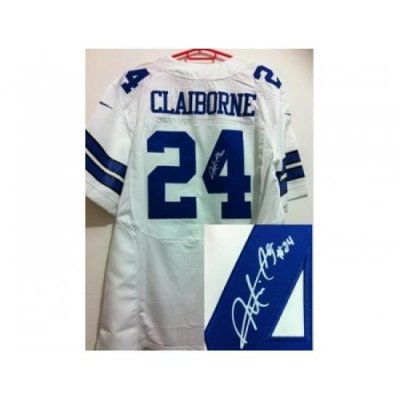 Nike Dallas Cowboys 24 Morris Claiborne White Elite Signed NFL Jersey