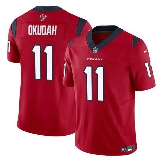 Men Houston Texans 11 Jeff Okudah Red 2024 F U S E Vapor Untouchable Stitched Football Jersey