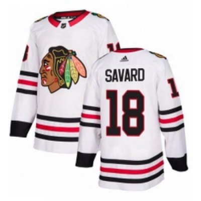 Womens Adidas Chicago Blackhawks 18 Denis Savard Authentic White Away NHL Jersey