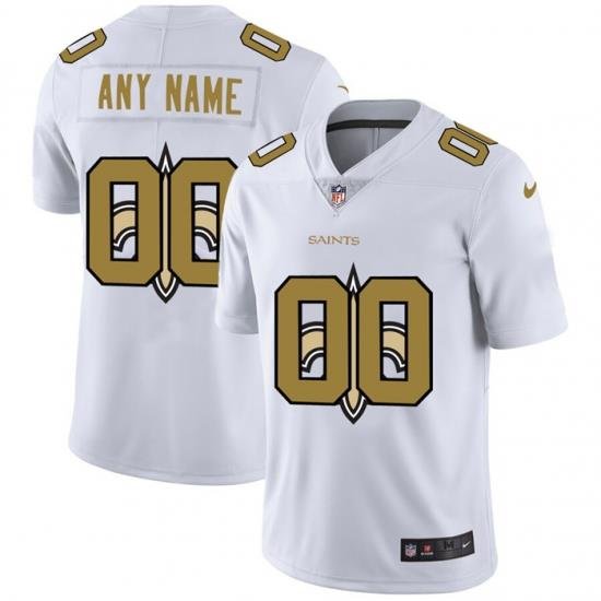 Men Women Youth Toddler New Orleans Saints Custom White Men Nike Team Logo Dual Overlap Limited NFL Jersey