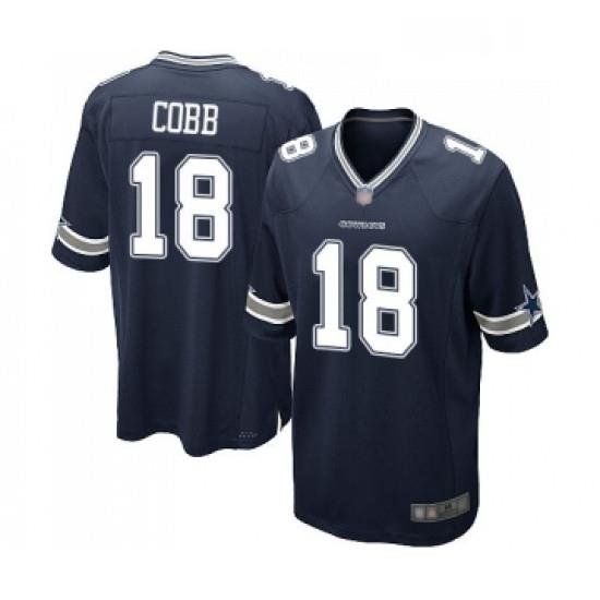 Mens Dallas Cowboys 18 Randall Cobb Game Navy Blue Team Color Football Jersey