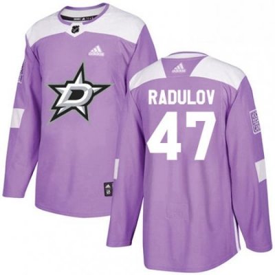 Mens Adidas Dallas Stars 47 Alexander Radulov Authentic Purple Fights Cancer Practice NHL Jersey