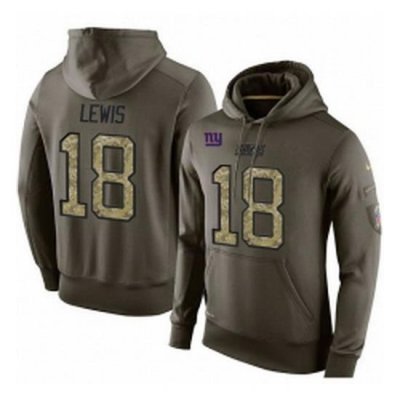 NFL Nike New York Giants 18 Roger Lewis Green Salute To Service Mens Pullover Hoodie