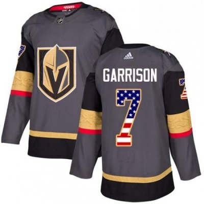 Mens Adidas Vegas Golden Knights 7 Jason Garrison Authentic Gray USA Flag Fashion NHL Jersey