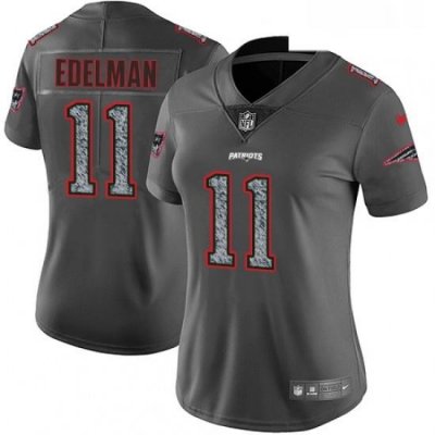 Womens Nike New England Patriots 11 Julian Edelman Gray Static Vapor Untouchable Limited NFL Jersey