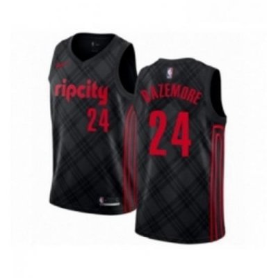 Womens Portland Trail Blazers 24 Kent Bazemore Swingman Black Basketball Jersey City Edition