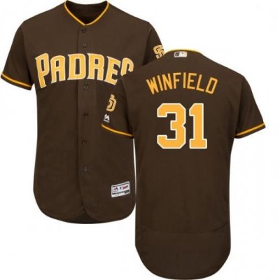 Mens Majestic San Diego Padres 31 Dave Winfield Brown Alternate Flex Base Authentic Collection MLB Jersey