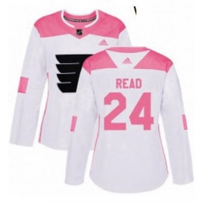 Womens Adidas Philadelphia Flyers 24 Matt Read Authentic WhitePink Fashion NHL Jersey