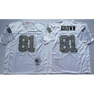 Mitchell And Ness Raiders #81 tim brown White Throwback Stitched NFL Jerseys