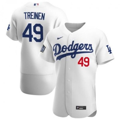 Men Los Angeles Dodgers 49 Blake Treinen Men Nike White Home 2020 World Series Bound Flex Base Player MLB Jersey