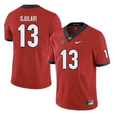 Men #13 Azeez Ojulari Georgia Bulldogs College Football Jerseys RED