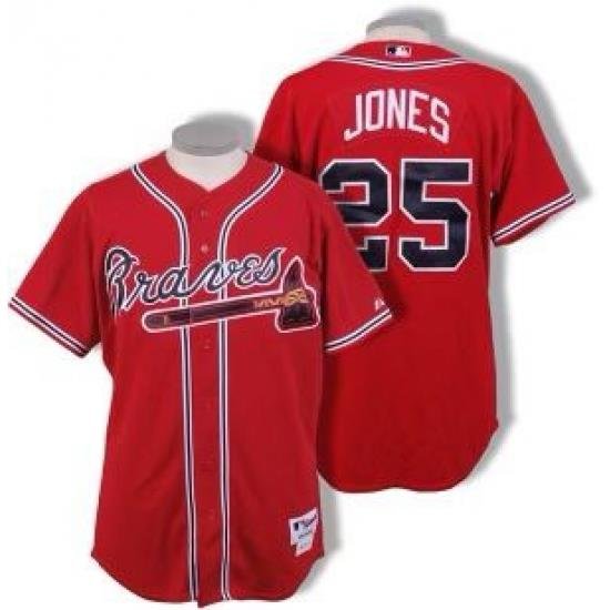 Men Atlanta Braves #25 AndruW Jones Red Cool Base Red Stitched MLB Jersey