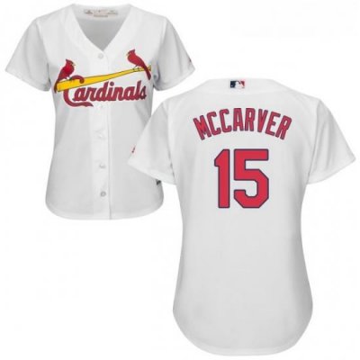 Womens Majestic St Louis Cardinals 15 Tim McCarver Authentic White Home Cool Base MLB Jersey