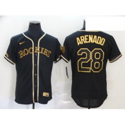 Rockies 28 Nolan Arenado Black Gold 2020 Nike Flexbase Jersey