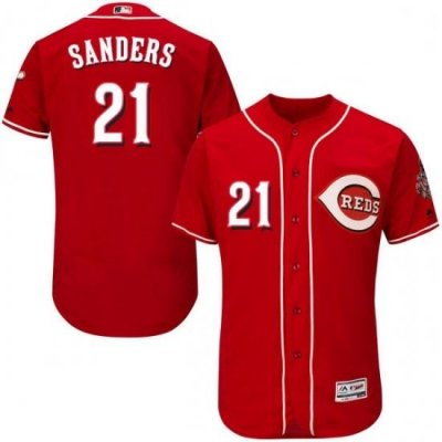 Mens Majestic Cincinnati Reds 21 Reggie Sanders Red Alternate Flex Base Authentic Collection MLB Jersey