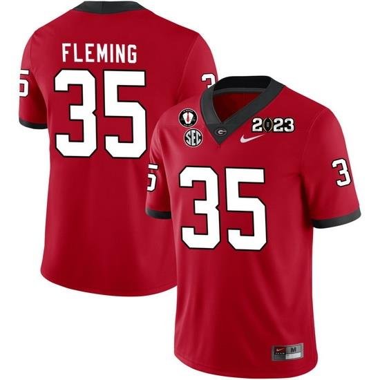 Men #35 Jacob Fleming Georgia Bulldogs 2022-23 CTP National Championship Football Jerseys