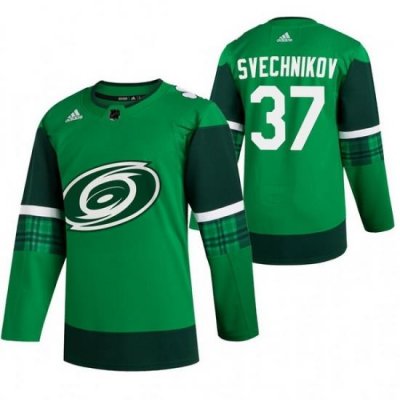 Men Carolina Hurricanes 37 Andrei Svechnikov Green 2020 Adidas Jersey