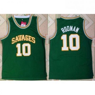 Chicago Bulls 10 Dennis Rodman Green Savage Storm College Stitched NBA Jersey