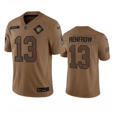 Men Las Vegas Raiders 13 Hunter Renfrow 2023 Brown Salute To Service Limited Stitched Football Jersey