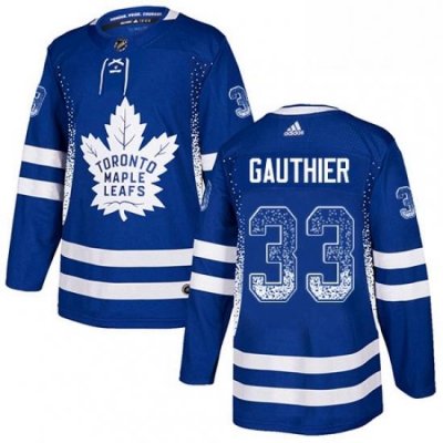 Mens Adidas Toronto Maple Leafs 33 Frederik Gauthier Authentic Blue Drift Fashion NHL Jersey