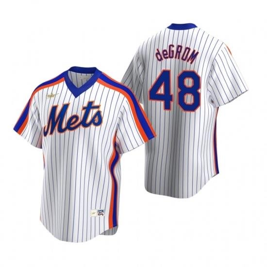 Mens Nike NeW York Mets 48 Jacob deGrom White CooperstoWn Collection Home Stitched Baseball Jerse