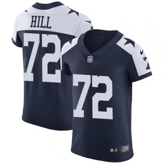 Nike Dallas Cowboys 72 Trysten Hill Navy Blue Thanksgiving Men Stitched NFL Vapor Untouchable Throwback Elite Jersey