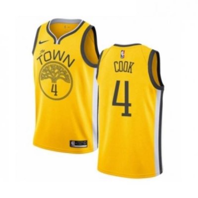 Womens Nike Golden State Warriors 4 Quinn Cook Yellow Swingman Jersey Earned Edition