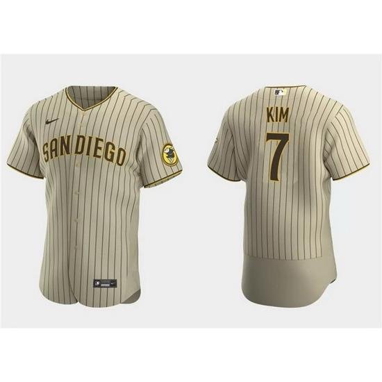 Men San Diego Padres 7 Ha Seong Kim Tan Flex Base Stitched Baseball Jersey