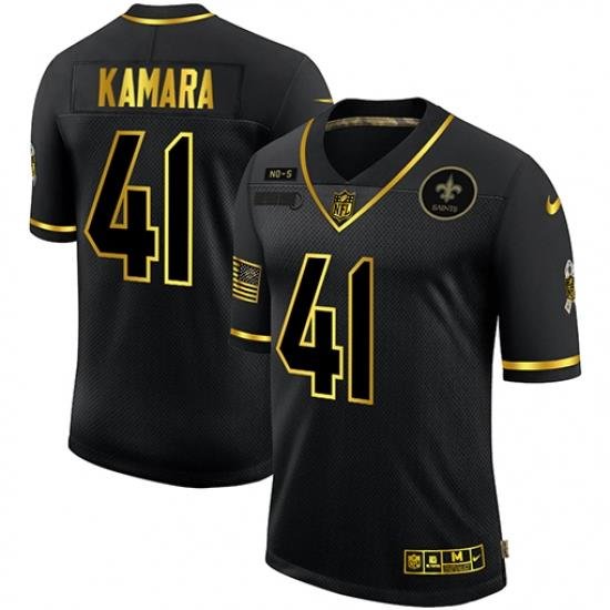 Nike New Orleans Saints 41 Alvin Kamara Black Gold 2020 Salute To Service Limited Jersey