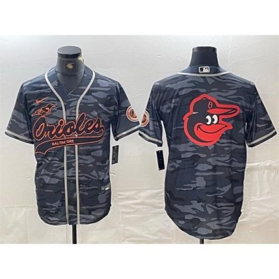 Men Baltimore Orioles Gray Team Big Logo Cool Base Stitched Jersey 4