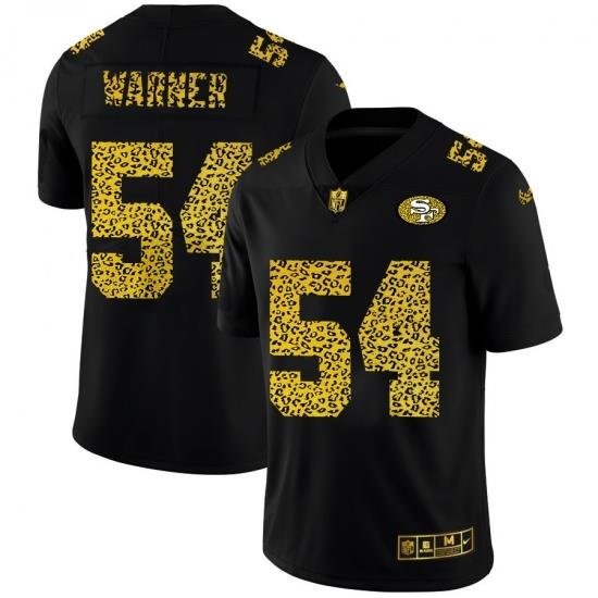 San Francisco 49ers 54 Fred Warner Men Nike Leopard Print Fashion Vapor Limited NFL Jersey Black