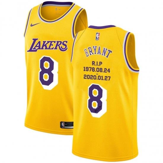 Lakers 8 Kobe Bryant Yellow Nike R I P Swingman Jerseys 5